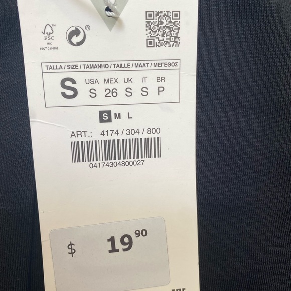 Zara black long sleeve crop top. Size small - Picture 2 of 2